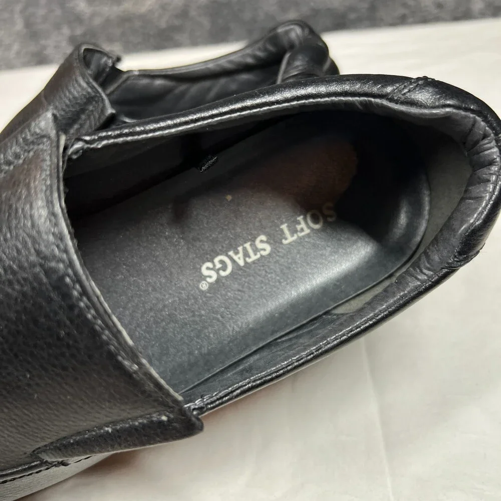 Soft Stag Dave Black Faux Leather Slip On Dress Shoes Mens Size 10.5